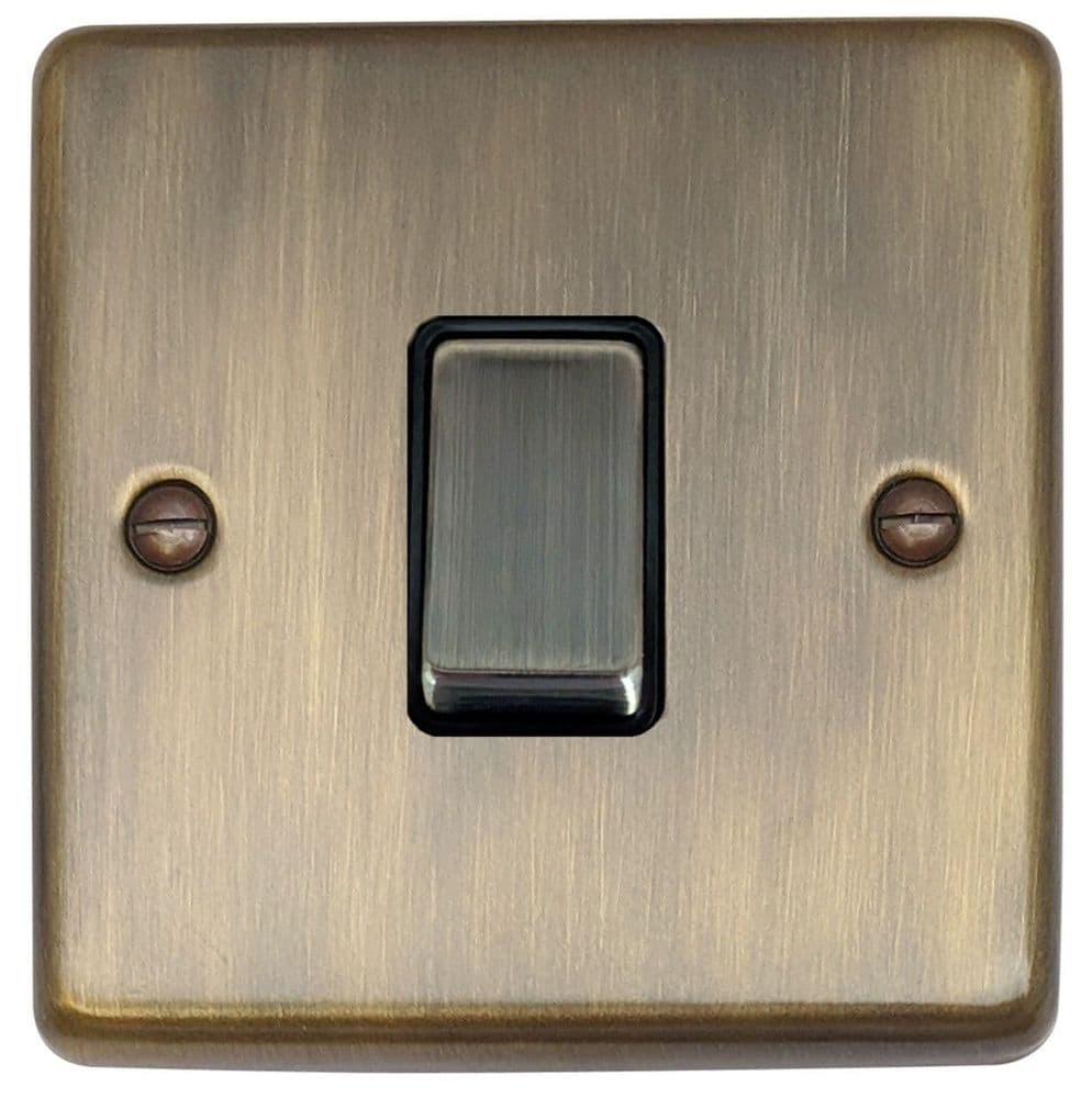 G&H CAB301 Standard Plate Antique Brass 1 Gang 1 or 2 Way Rocker Light Switch