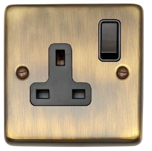G&H CAB9B Standard Plate Antique Brass 1 Gang Single 13A Switched Plug Socket