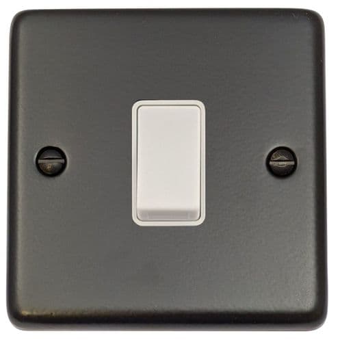 G&H CFB1W Standard Plate Matt Black 1 Gang 1 or 2 Way Rocker Light Switch