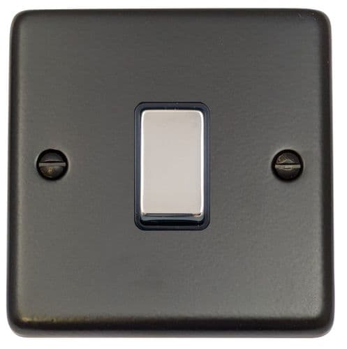G&H CFB301-PC Standard Plate Matt Black 1 Gang 1 or 2 Way Rocker Light Switch