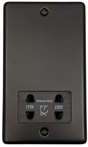 G&H CFB30B Standard Plate Matt Black Dual Voltage Shaver Socket 115-230V