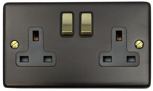 G&H CFB310-PB Standard Plate Matt Black 2 Gang Double 13A Switched Plug Socket