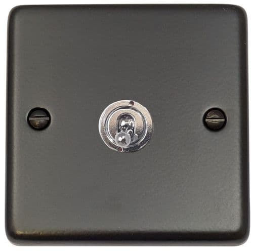 G&H CFB381-PC Standard Plate Matt Black 1 Gang 1 or 2 Way Toggle Light Switch