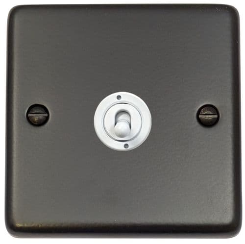 G&H CFB381-W Standard Plate Matt Black 1 Gang 1 or 2 Way Toggle Light Switch