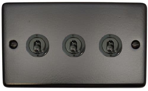G&H CFB383-BN Standard Plate Matt Black 3 Gang 2 Way Toggle Light Switch