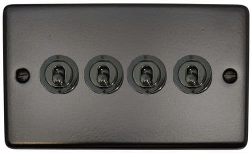 G&H CFB384-BN Standard Plate Matt Black 4 Gang 2 Way Toggle Light Switch