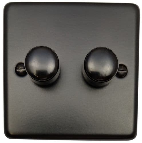 G&H CFB522 Standard Plate Matt Black 2 Gang 1 or 2 Way LED Dimmer Switch