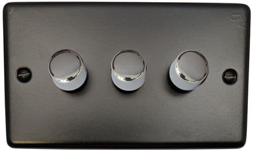 G&H CFB523-PC Standard Plate Matt Black 3 Gang 1 or 2 Way LED Dimmer Switch