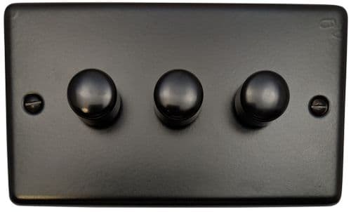 G&H CFB523 Standard Plate Matt Black 3 Gang 1 or 2 Way LED Dimmer Switch