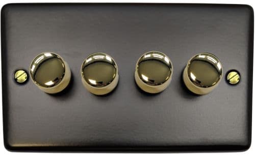 G&H CFB524-PB Standard Plate Matt Black 4 Gang 1 or 2 Way LED Dimmer Switch