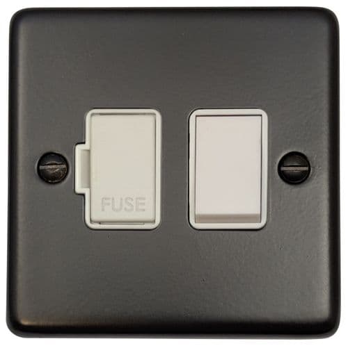 G&H CFB57W Standard Plate Matt Black 1 Gang Fused Spur 13A Switched