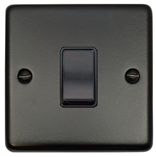G&H CFB5B Standard Plate Matt Black 1 Gang Intermediate Rocker Light Switch