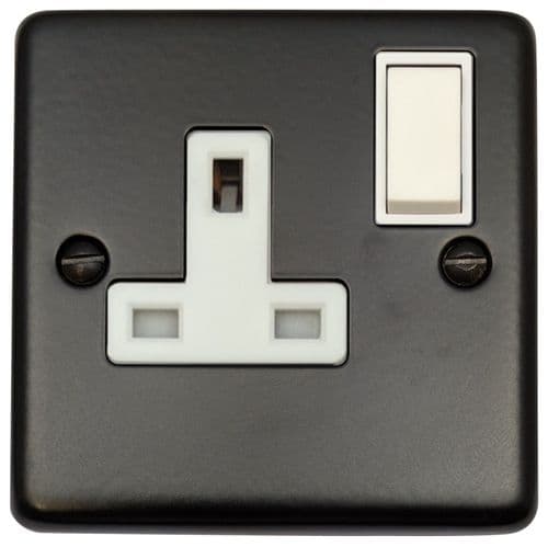 G&H CFB9W Standard Plate Matt Black 1 Gang Single 13A Switched Plug Socket