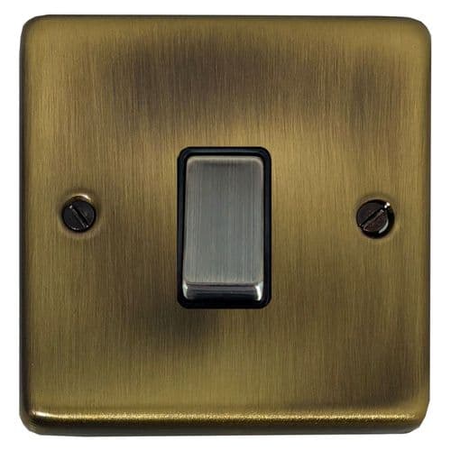 G&H CLAB301 Standard Plate Light Antique Brass 1 Gang 1 or 2 Way Rocker Light Switch