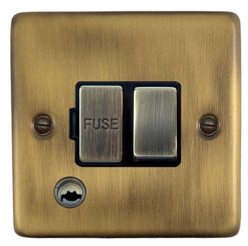 G&H CLAB356 Standard Plate Light Antique Brass 1 Gang Fused Spur 13A Switched & Flex Outlet
