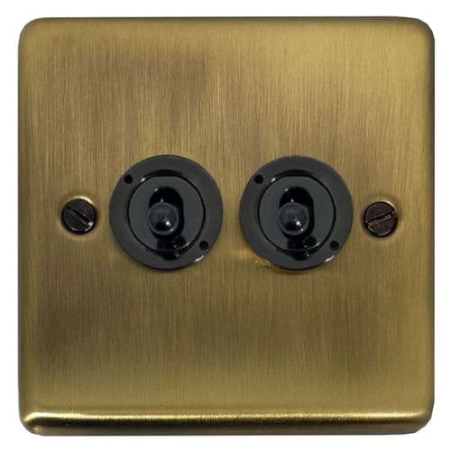 G&H CLAB382-FBK Standard Plate Light Antique Brass 2 Gang 2 Way Toggle Light Switch