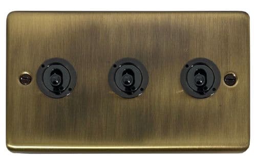 G&H CLAB383-FBK Standard Plate Light Antique Brass 3 Gang 2 Way Toggle Light Switch