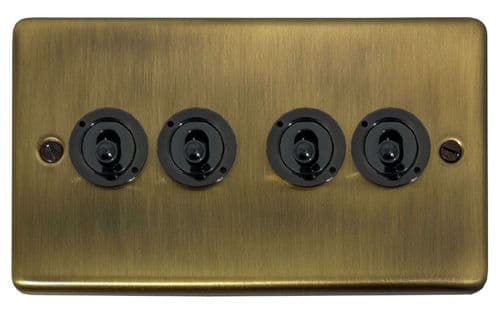 G&H CLAB384-FBK Standard Plate Light Antique Brass 4 Gang 2 Way Toggle Light Switch