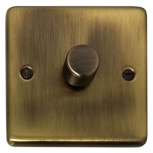 G&H CLAB521 Standard Plate Light Antique Brass 1 Gang 1 or 2 Way LED Dimmer Switch