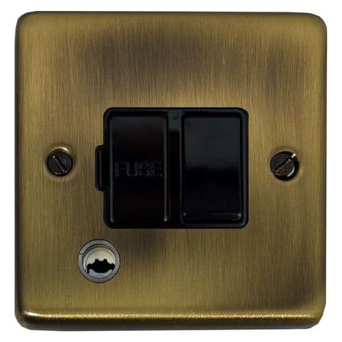 G&H CLAB56B Standard Plate Light Antique Brass 1 Gang Fused Spur 13A Switched & Flex Outlet