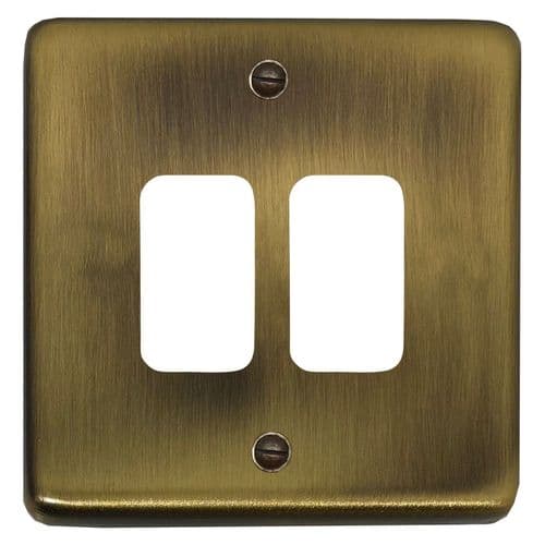G&H CLAB72 Standard Plate Light Antique Brass 2 Gang Grid Plate to suit G&H Grid Modules