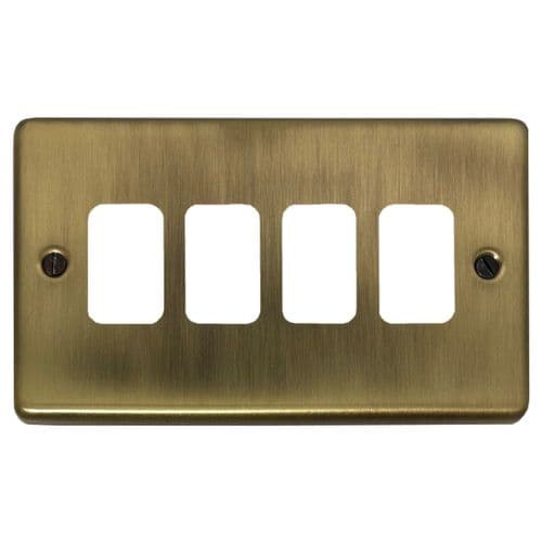 G&H CLAB74 Standard Plate Light Antique Brass 4 Gang Grid Plate to suit G&H Grid Modules