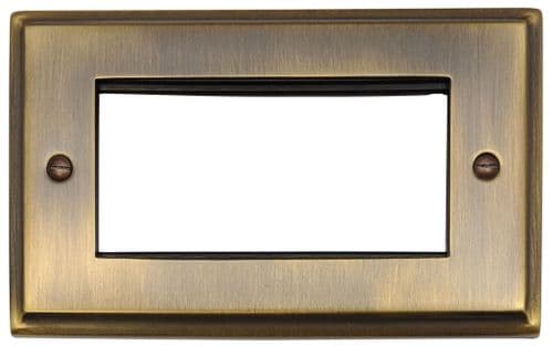 G&H DAB164 Deco Plate Antique Brass 2 Gang 4 Module Euro Plate