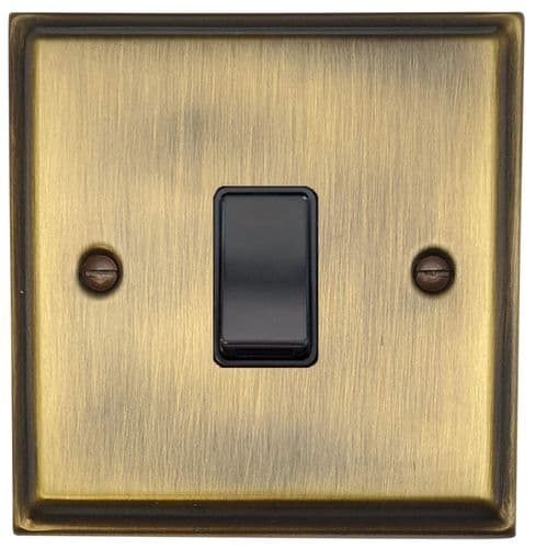 G&H DAB1B Deco Plate Antique Brass 1 Gang 1 or 2 Way Rocker Light Switch