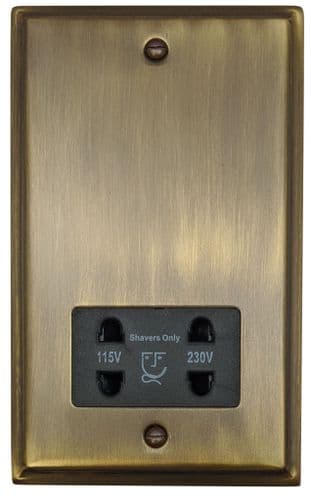 G&H DAB30B Deco Plate Antique Brass Dual Voltage Shaver Socket 115-230V