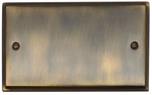 G&H DAB32 Deco Plate Antique Brass 2 Gang Double Blank Plate