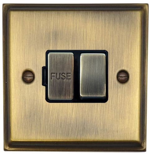 G&H DAB357 Deco Plate Antique Brass 1 Gang Fused Spur 13A Switched