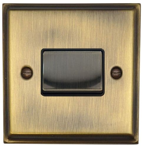 G&H DAB369 Deco Plate Antique Brass 1 Gang Triple Pole 10A Fan Isolator Switch