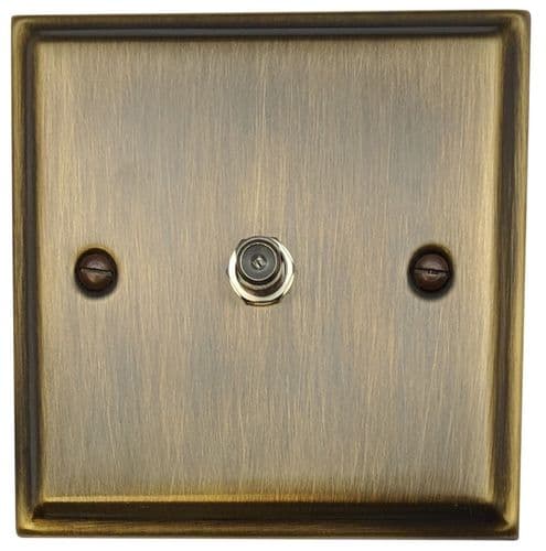 G&H DAB37 Deco Plate Antique Brass 1 Gang Single Satellite Point Socket