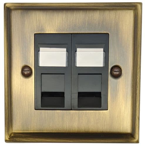 G&H DAB62B Deco Plate Antique Brass 2 Gang RJ45 Socket Point