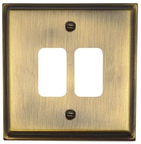 G&H DAB72 Deco Plate Antique Brass 2 Gang Grid Plate to suit G&H Grid Modules