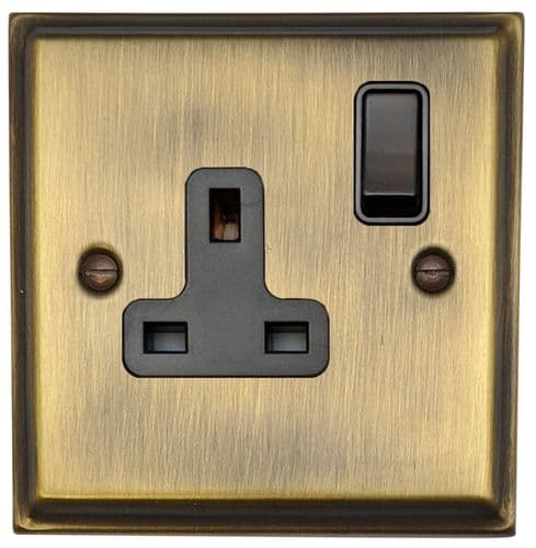 G&H DAB9B Deco Plate Antique Brass 1 Gang Single 13A Switched Plug Socket