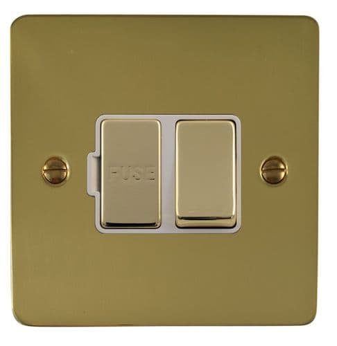 G&H FBUL257 Flat Plate Unlacquered Polished Brass 1 Gang Fused Spur 13A Switched