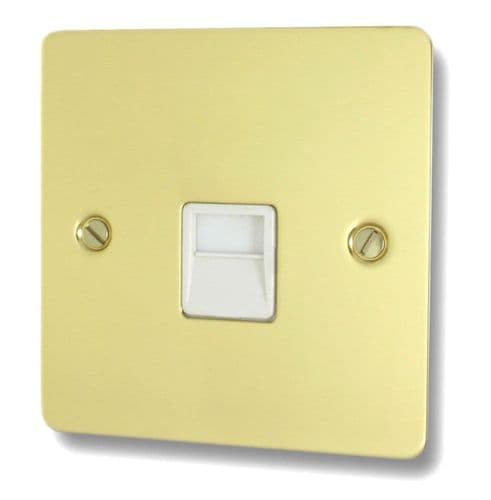 G&H FBUL34W Flat Plate Unlacquered Polished Brass 1 Gang Slave BT Telephone Socket