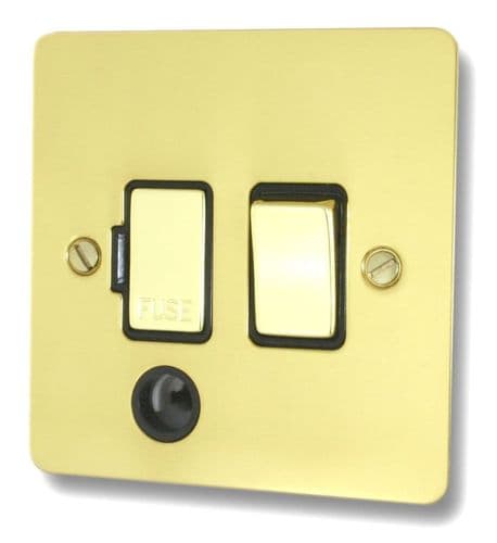 G&H FBUL356 Flat Plate Unlacquered Polished Brass 1 Gang Fused Spur 13A Switched & Flex Outlet