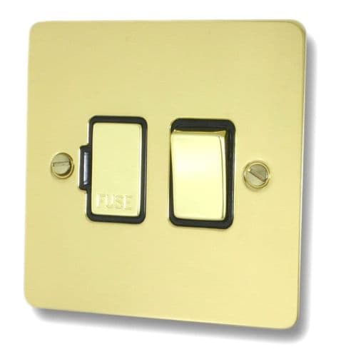 G&H FBUL357 Flat Plate Unlacquered Polished Brass 1 Gang Fused Spur 13A Switched
