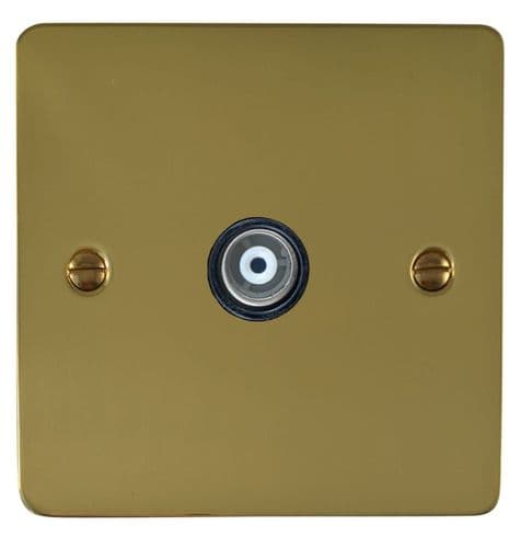 G&H FBUL35B Flat Plate Unlacquered Polished Brass 1 Gang TV Coax Socket Point