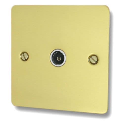 G&H FBUL35W Flat Plate Unlacquered Polished Brass 1 Gang TV Coax Socket Point
