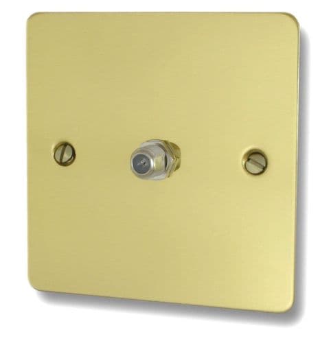 G&H FBUL37 Flat Plate Unlacquered Polished Brass 1 Gang Single Satellite Point Socket
