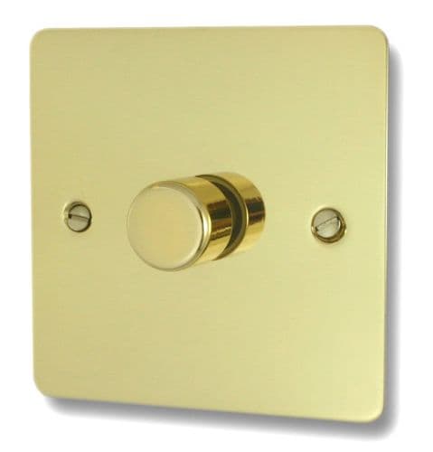 G&H FBUL521 Flat Plate Unlacquered Polished Brass 1 Gang 1 or 2 Way LED Dimmer Switch