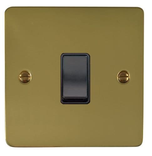 G&H FBUL5B Flat Plate Unlacquered Polished Brass 1 Gang Intermediate Rocker Light Switch
