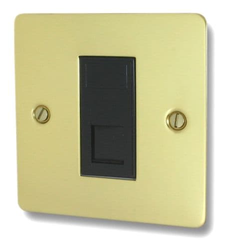 G&H FBUL61B Flat Plate Unlacquered Polished Brass 1 Gang RJ45 Cat5e Data Socket