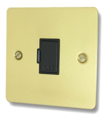 G&H FBUL90B Flat Plate Unlacquered Polished Brass 1 Gang Fused Spur 13A Unswitched