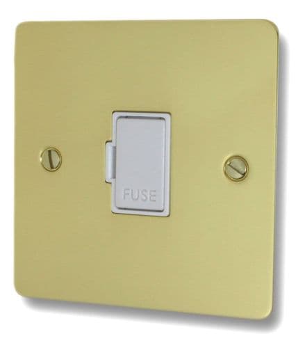 G&H FBUL90W Flat Plate Unlacquered Polished Brass 1 Gang Fused Spur 13A Unswitched