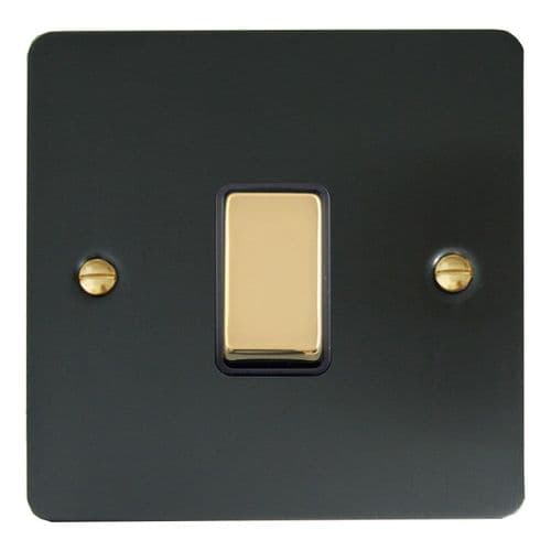 G&H FFB301-PB Flat Plate Matt Black 1 Gang 1 or 2 Way Rocker Light Switch