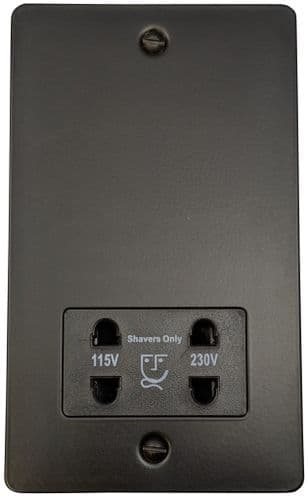 G&H FFB30B Flat Plate Matt Black Dual Voltage Shaver Socket 115-230V